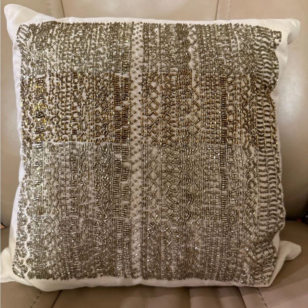 West Elm Beaded Decorative Pillow 16